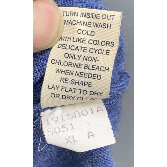 Joseph Abboud Sweater Mens Size XL Blue Merino Wool Blend V- Neck Pullover - Picture 13 of 14